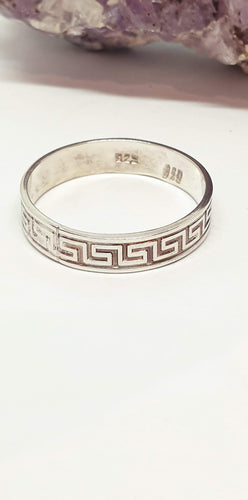 Sterling Silver Ring - Greek Wave Pattern - Silver Rose Jewellery