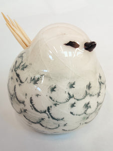Ceramic Bird toothpick holder - Green and White - Marjorie Molyneux