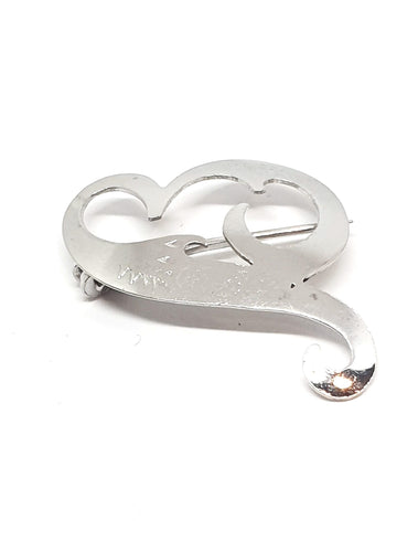 Vintage Heart Swirl Brooch