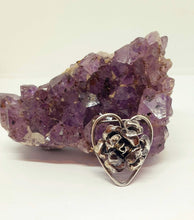 Load image into Gallery viewer, Vintage Sterling Silver Jewelart Heart and Flowers Brooch