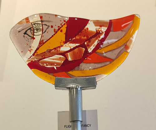 Fused Glass Bird - Small Red - Lynn Elzinga-Henry
