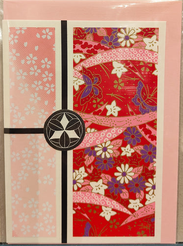Japanese Chiyogami Paper with Kamon  card #1 - Lorraine Lee Designs