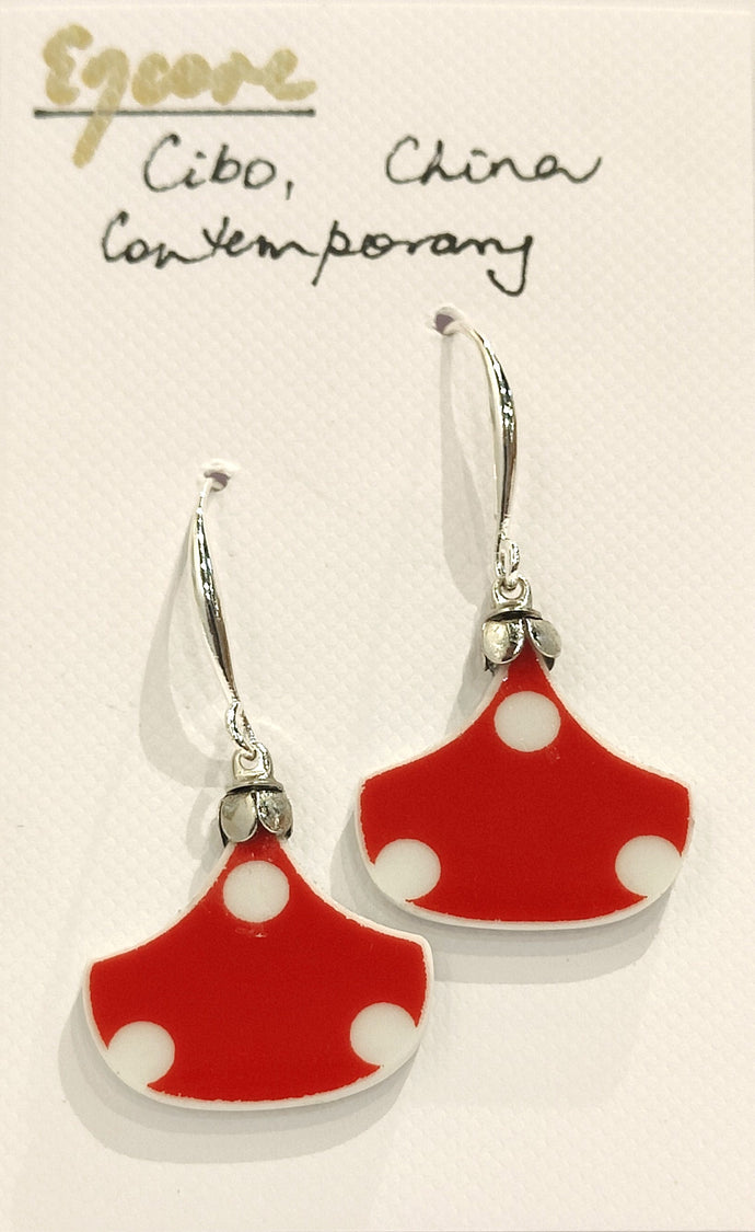 Vintage China Earrings - Cibo Red