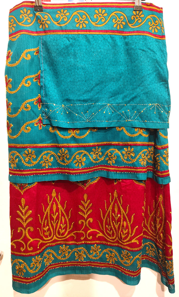 Upcycled Sari Skirt - Green