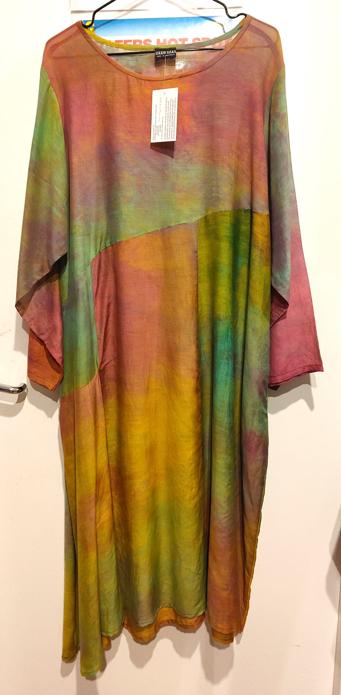 Hand dyed silk and cotton dress