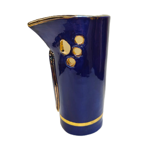 Ultramarine gold trimmed Quirky Vase - Rodney Kirk