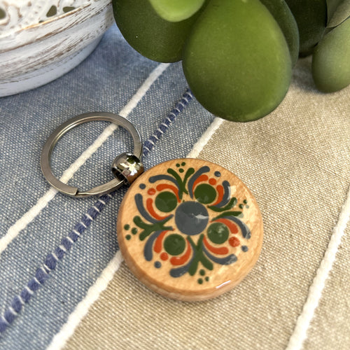 Wooden Key ring - hand painted