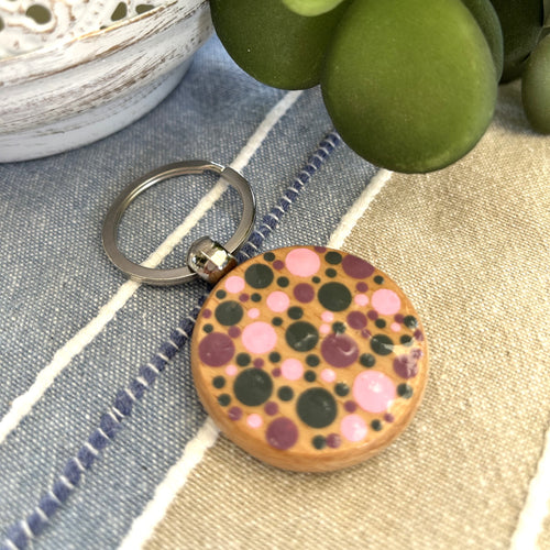 Hand painted key ring - dots
