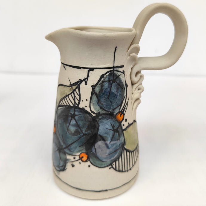Unglazed, polished and painted  stoneware jug 1- Marilyn Saccardo
