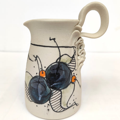Unglazed, polished and painted stoneware jug 3- Marilyn Saccardo