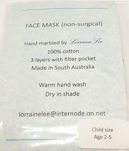 Child's face Mask - age 2-5yrs - Yellow Swirl