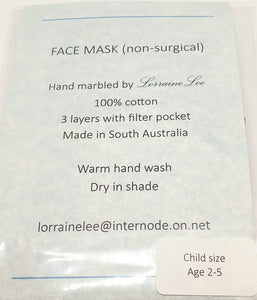 Child's face Mask - age 2-5yrs - Red and Blue