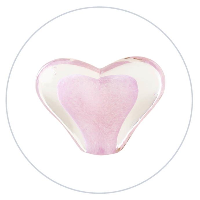 Glass Heart -Lilac - Tim Shaw Glass Artist