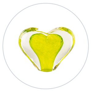 Glass Heart -Lime Green - Tim Shaw Glass Artist