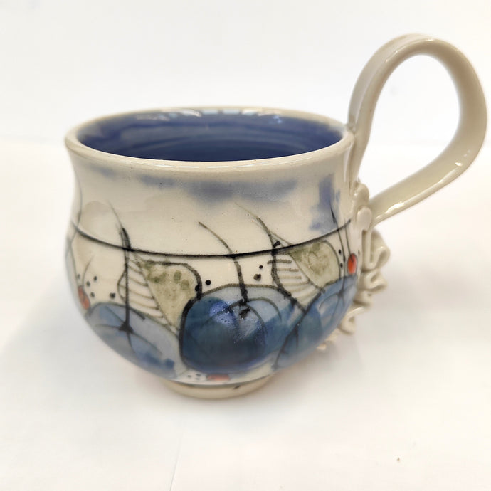 Hand painted stoneware cup - medium- Marilyn Saccardo