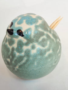Ceramic Bird toothpick holder - Mottled Green - Marjorie Molyneux