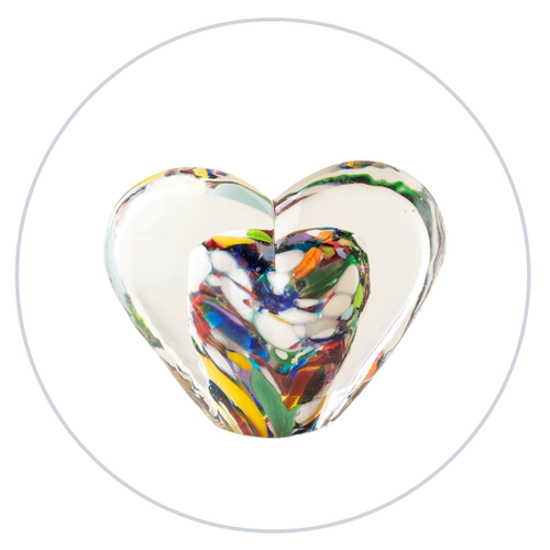 Glass Heart -Multi Love - Tim Shaw Glass Artist