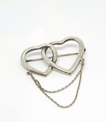 Vintage Double Heart Brooch - ND 925