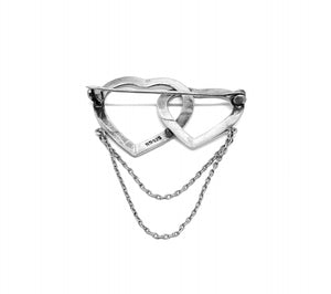 Vintage Double Heart Brooch - ND 925