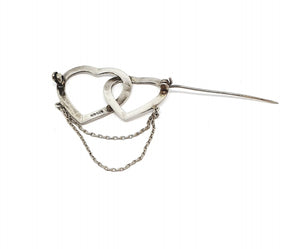 Vintage Double Heart Brooch - ND 925
