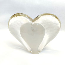 Load image into Gallery viewer, Large Glass Heart -Opal White - Tim Shaw Glass Artist