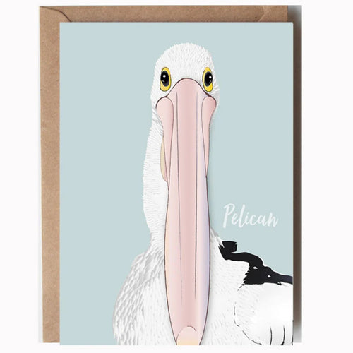 Australian Pelican Greetings Card | Bookmark. 5% of proceeds to Conservation