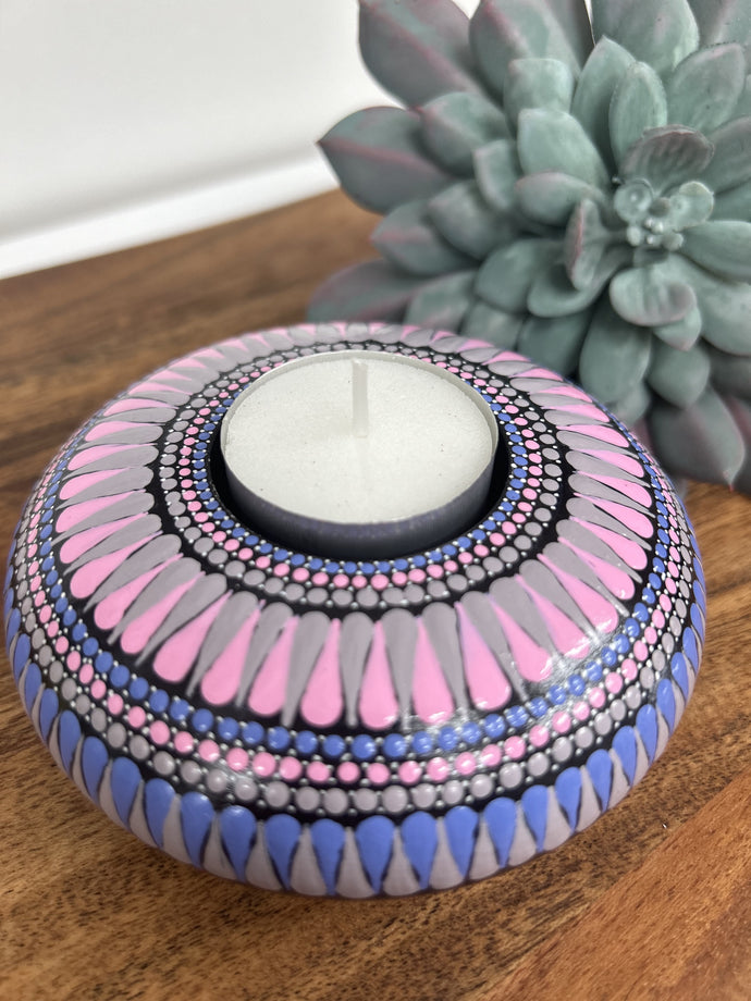 Pink & Grey Tealight candle holder