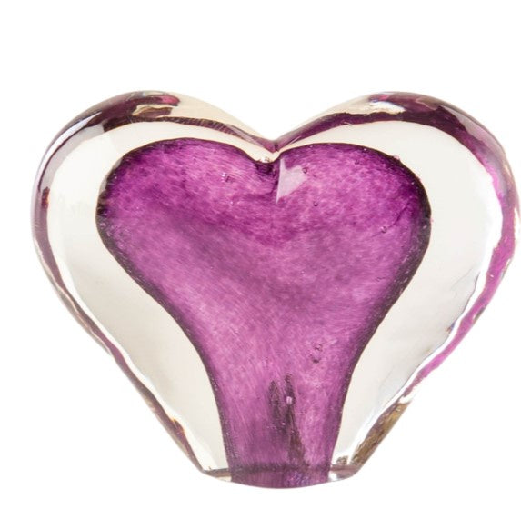 Large Glass Heart -Royal Purple - Tim Shaw Glass Artist