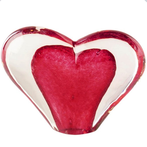 Large Glass Heart -Ruby Pink - Tim Shaw Glass Artist