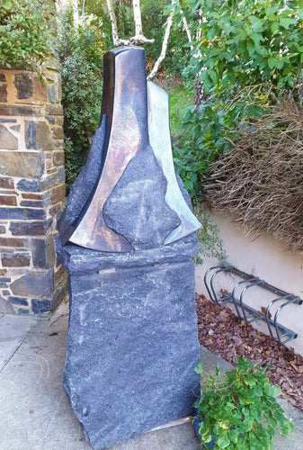 Black Granite Sculpture - Father and Son - Tim Spooner-Art Gallery-Atelier Crafers 