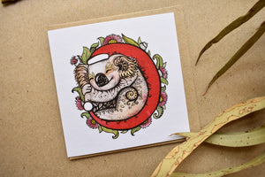 Sleeping Santa Koala Christmas Card