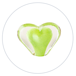 Glass Heart - Spring Green- Tim Shaw Glass Artist