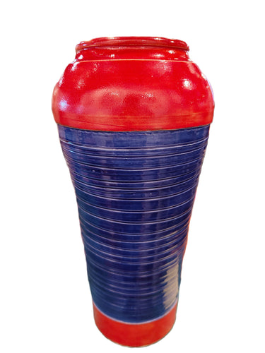 Rococco and Ultramarine glazed sculptural vase - Rodney Kirk