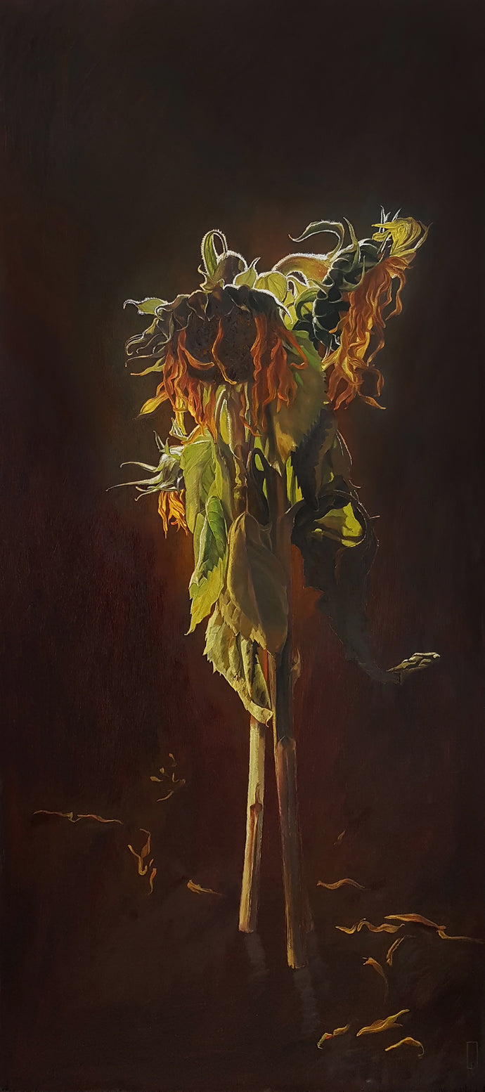 The Last Sunflowers - Oil on Marine Ply - Leah Newman