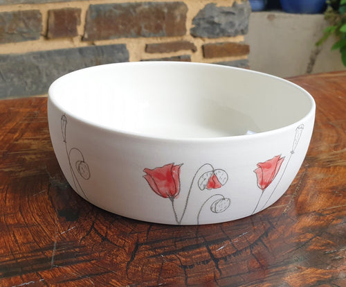 Poppy Bowl - small - porcelain by Just Jane Ceramics