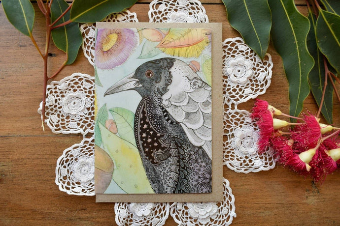 Greeting Card - Magpie - Zinia King-Homewares-Atelier Crafers 