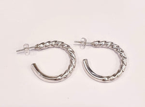 Vintage Russian Silver Twisted Hoop Earrings by Silver Rose Jewellery-Jewellery-Atelier Crafers 