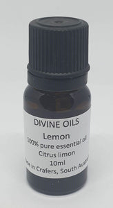 Lemon 100% Essential Oil 10ml - Divine Oils-Bath & Body-Atelier Crafers 