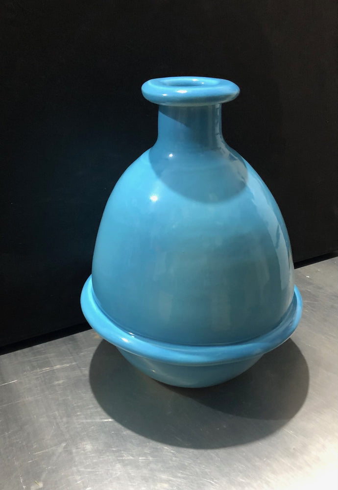 Hand built blue pottery vase - Rodney Kirk