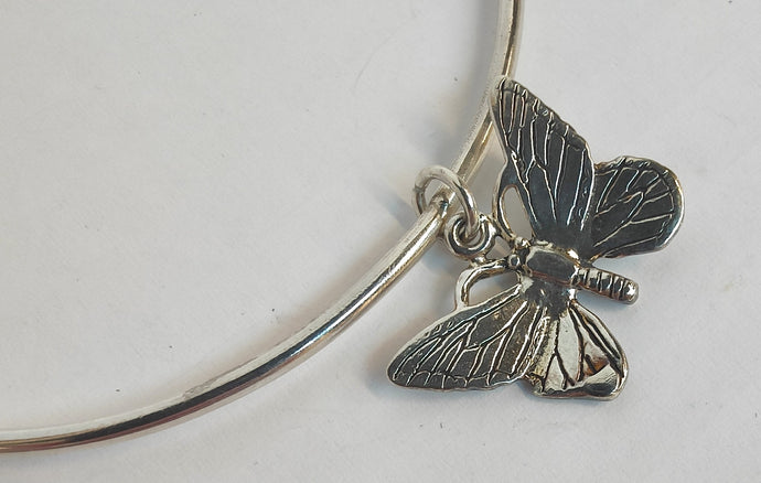 Sterling silver Bangle with Butterfly - Silver Rose Jewellery