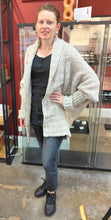 Load image into Gallery viewer, girl modelling Hand spun and handknitted 100% wool jacket