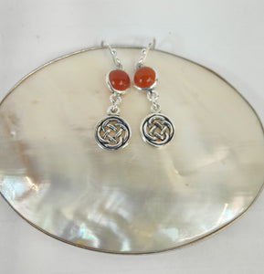 Carnelian Sterling Silver Celtic drop earrings - Silver Rose Jewellery