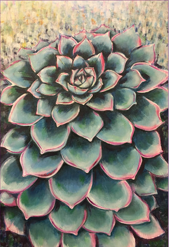Greeting Card - Acrylic painting of succulent plant by Paula Schetters