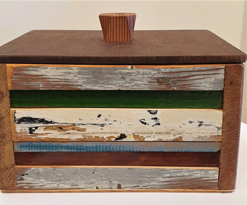 Reclaimed timber and Vintage Glass box with Lid - Stephen Johnson