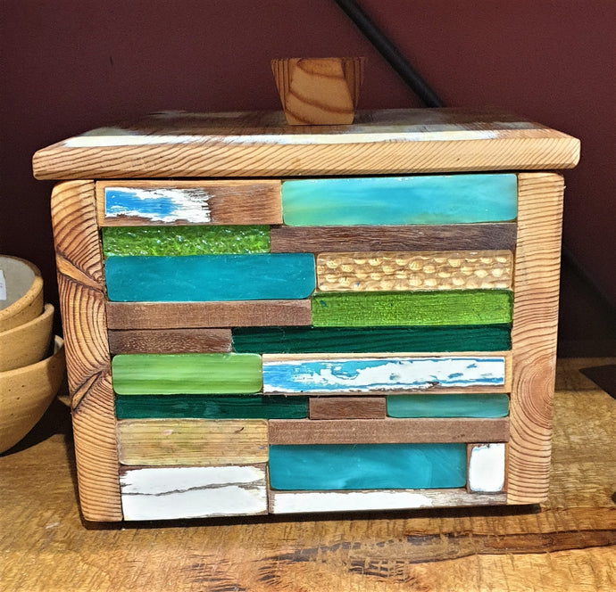 Large Treasure box 2 - reclaimed timber and heritage glass