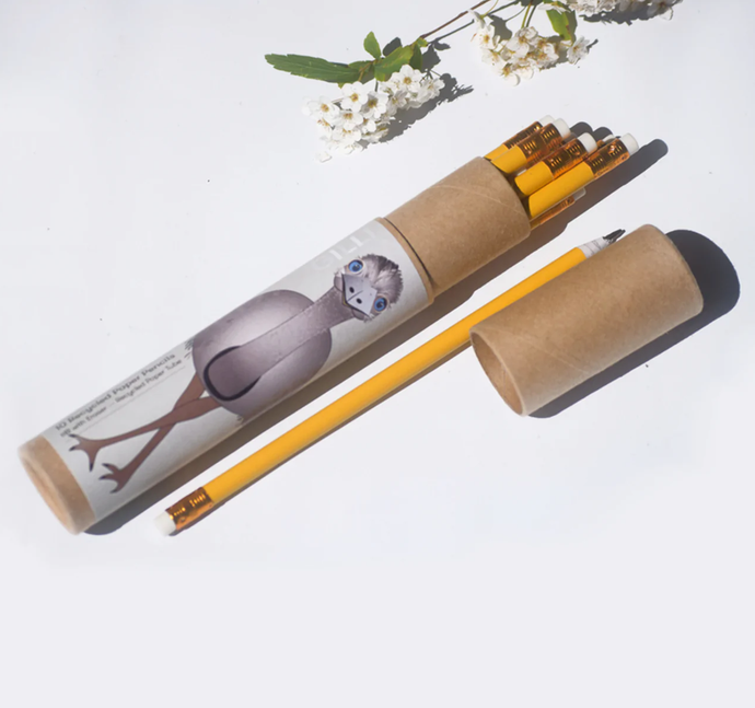 Emu - Recycled Paper Pencils, in Recycled Tube - Gilli Graphics
