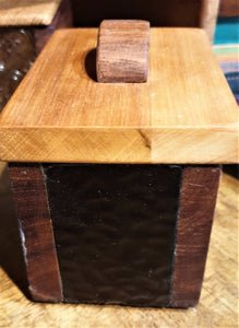 Small Treasure Box- reclaimed timber with red wavy heritage glass