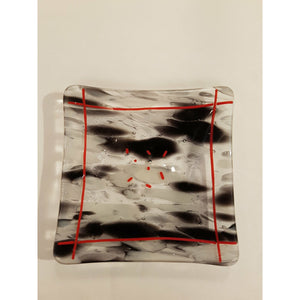 Hand made Black, Red and Clear Glass Square Dish - Delfina Foster-Homewares-Atelier Crafers 