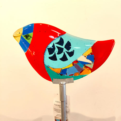 Fused Glass Bird - Large with yellow beak - Lynn Elzinga-Henry