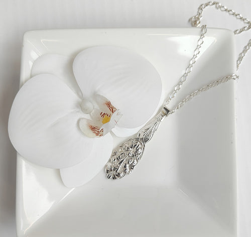 Vintage Sterling Silver Spoon Necklace - Oriental Lilies - Silver Rose Jewellery